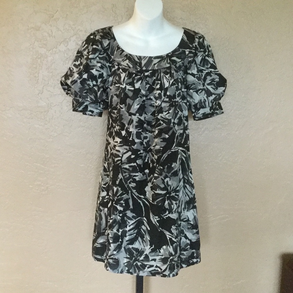 Trina Turk Black Gray Silk Mu Mu Style Dress 4
